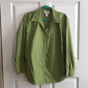 Green button down shirt